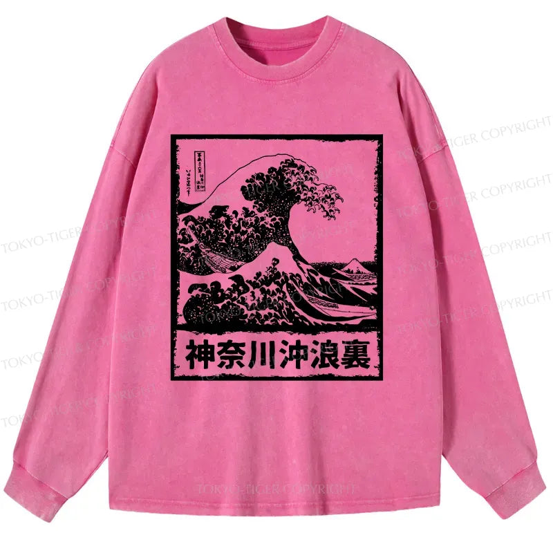 Kyoto-Lion Legendary Wave Washed Long Sleeve T-Shirt