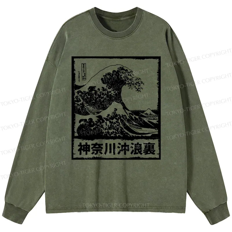Kyoto-Lion Legendary Wave Washed Long Sleeve T-Shirt