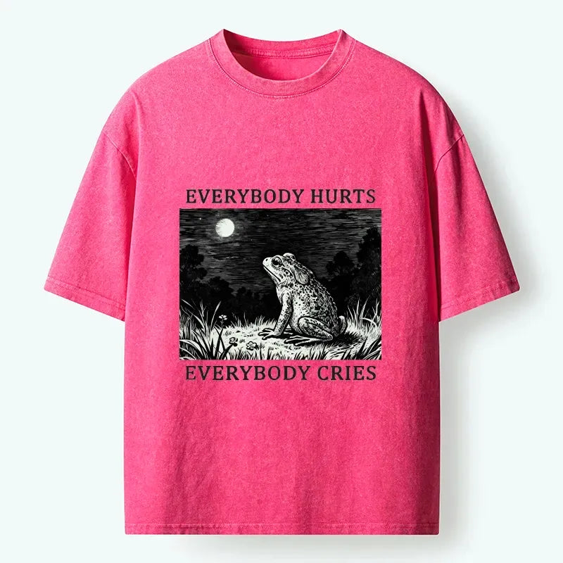 Kyoto-Lion Lonely Frog Under Moonlight Washed T-Shirt