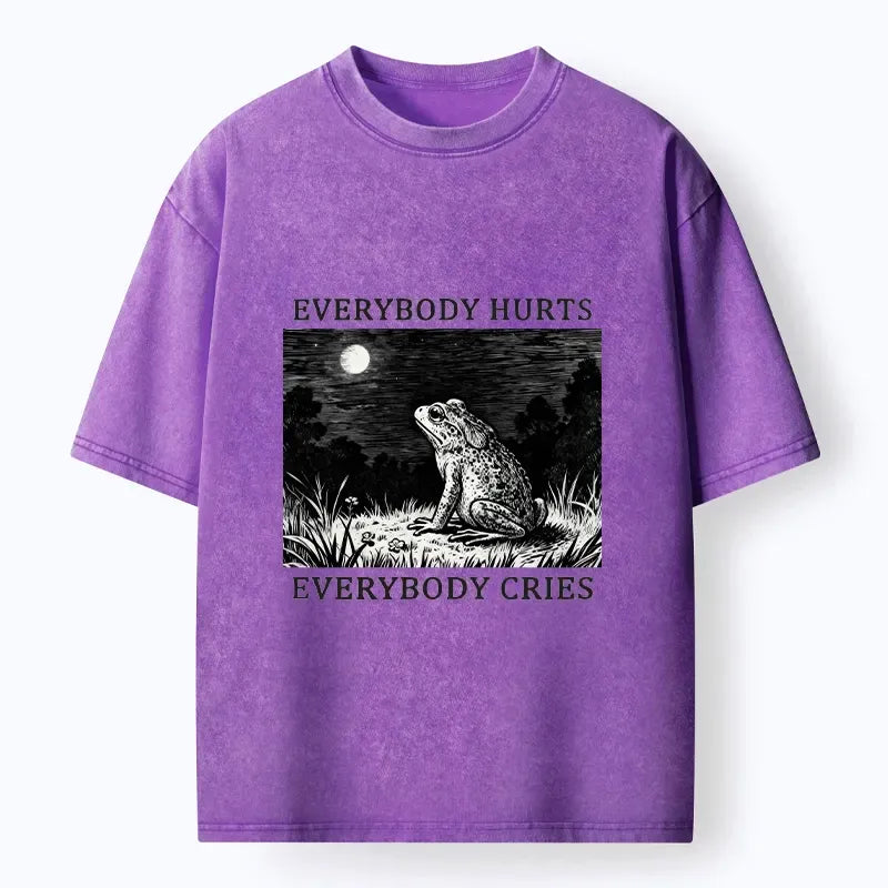 Kyoto-Lion Lonely Frog Under Moonlight Washed T-Shirt