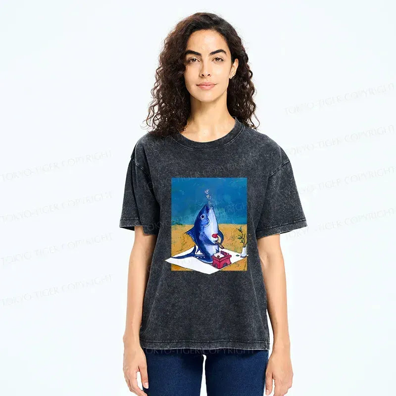 Kyoto-Lion Tuna Filleting Washed T-Shirt