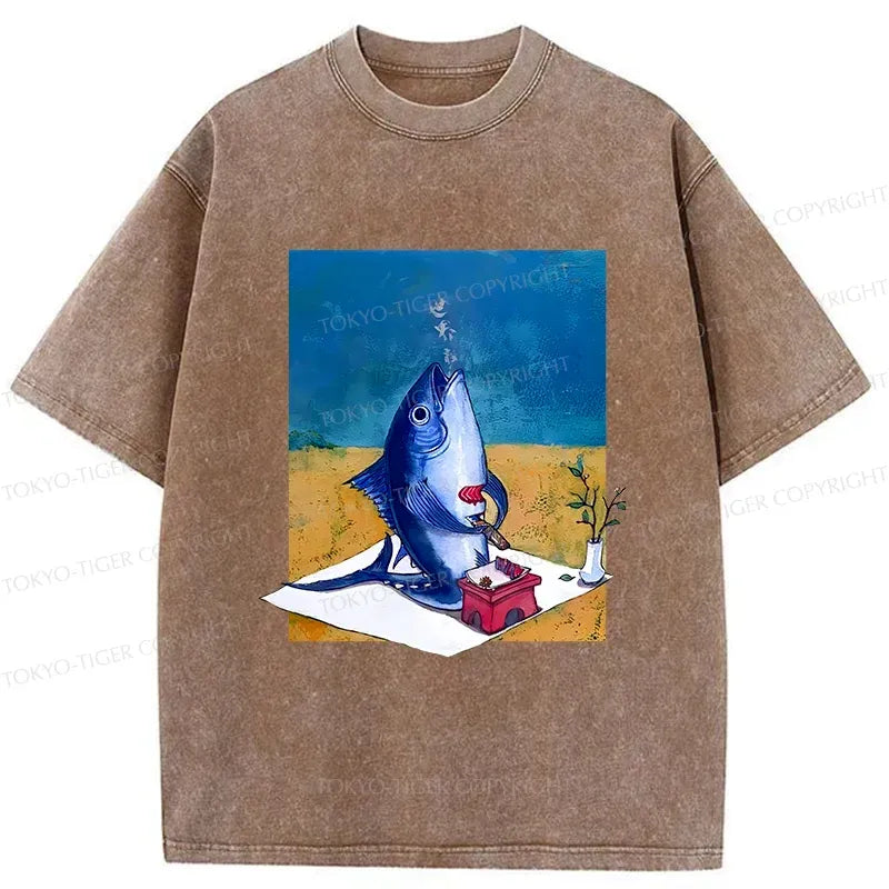 Kyoto-Lion Tuna Filleting Washed T-Shirt