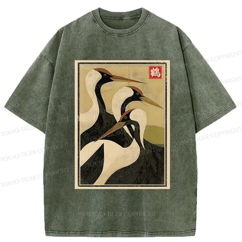 Retro Japanese Crane Tee on Sale