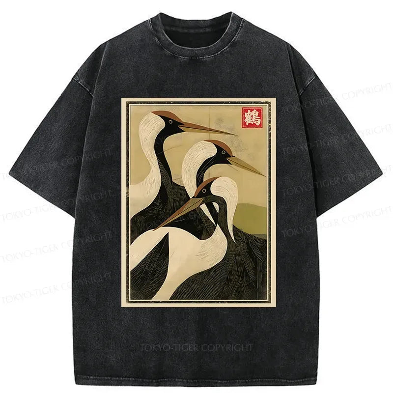 Washed Unisex T-Shirt with Japanese Art