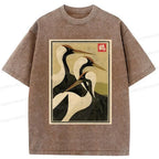 Washed Unisex T-Shirt with Japanese Art