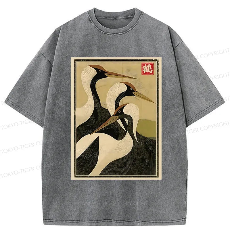 Retro Japanese Crane Tee on Sale