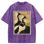 Japanese Vintage Crane T-Shirt for Daily Wear