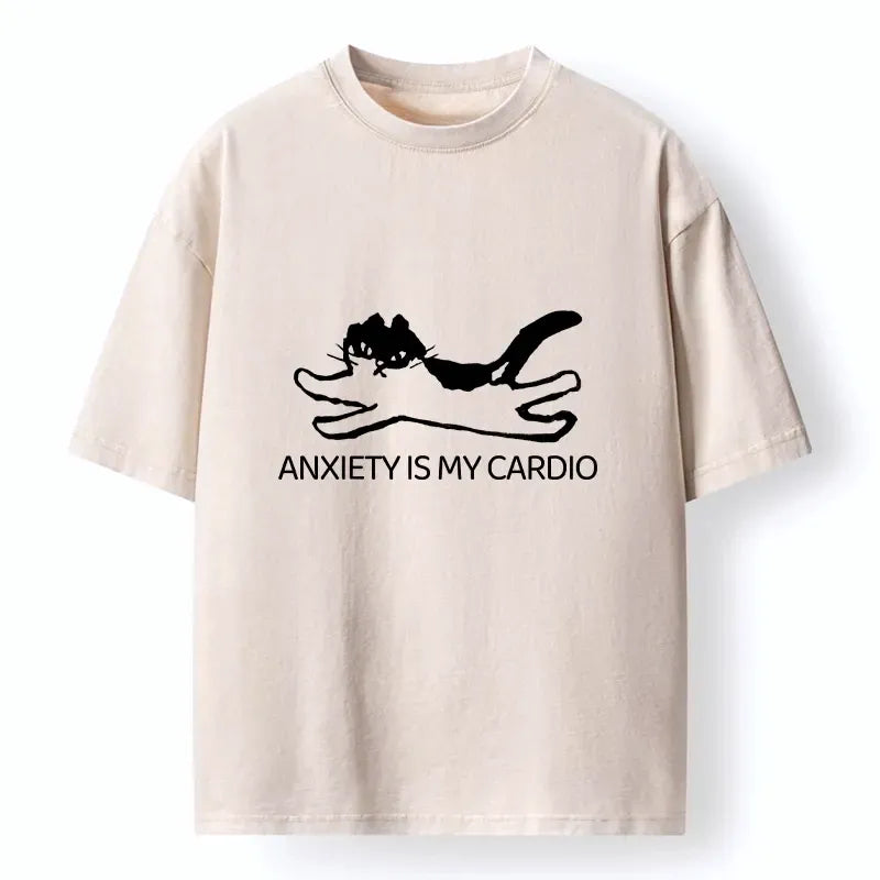 Tired Cat Anxiety Vibe Washed T-Shirt