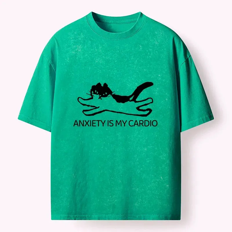 Tired Cat Anxiety Vibe Washed T-Shirt