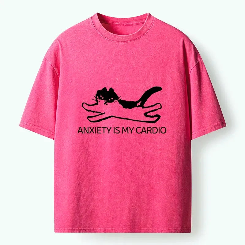 Kyoto-Lion Tired Cat And Anxiety Vibe Washed T-Shirt