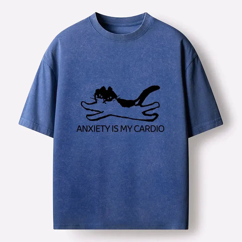 Tired Cat Anxiety Vibe Washed T-Shirt