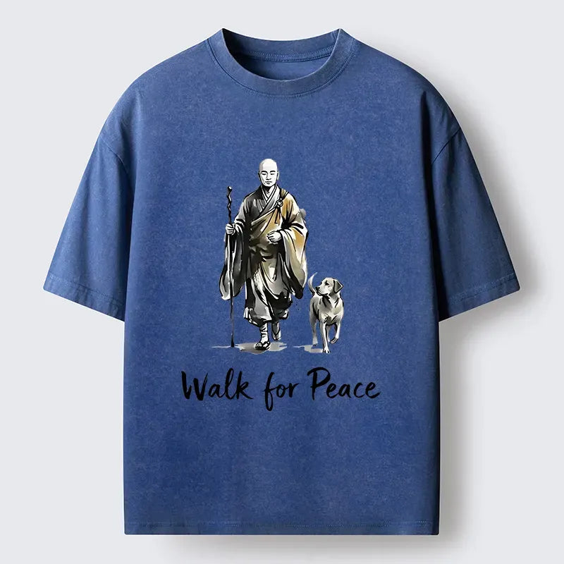 Kyoto-Lion Peace Dog Aloka Washed T-Shirt