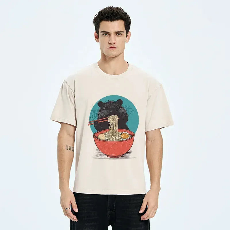 Funny Hamster Eating Ramen Unisex Tee