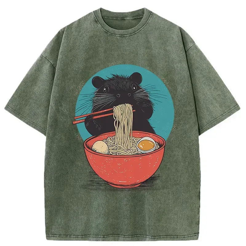 Funny Hamster Eating Ramen Unisex Tee