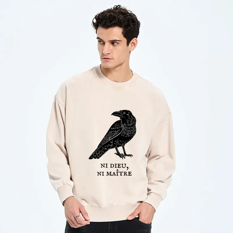 Kyoto-Lion Crow Have A Strong Sense Of Self Washed Sweatshirt