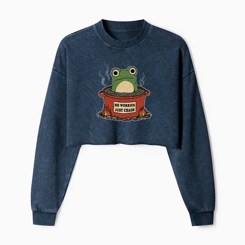 Japanese Frog Crop Sweatshirt for Women
