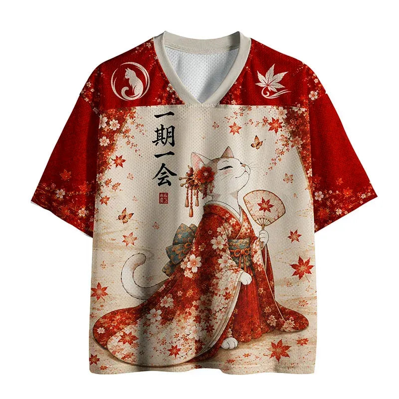 Elegant Cat Geisha Mesh Jersey
