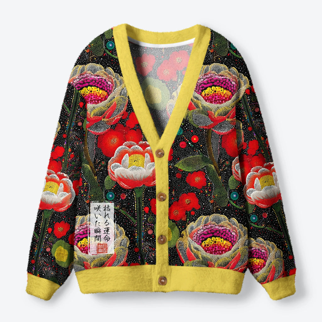 Kyoto-Lion Polka Dot Magical Style Flowers: Bloom and Decay Ugly Cardigan Sweater