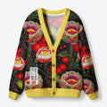 Kyoto-Lion Polka Dot Magical Style Flowers: Bloom and Decay Ugly Cardigan Sweater