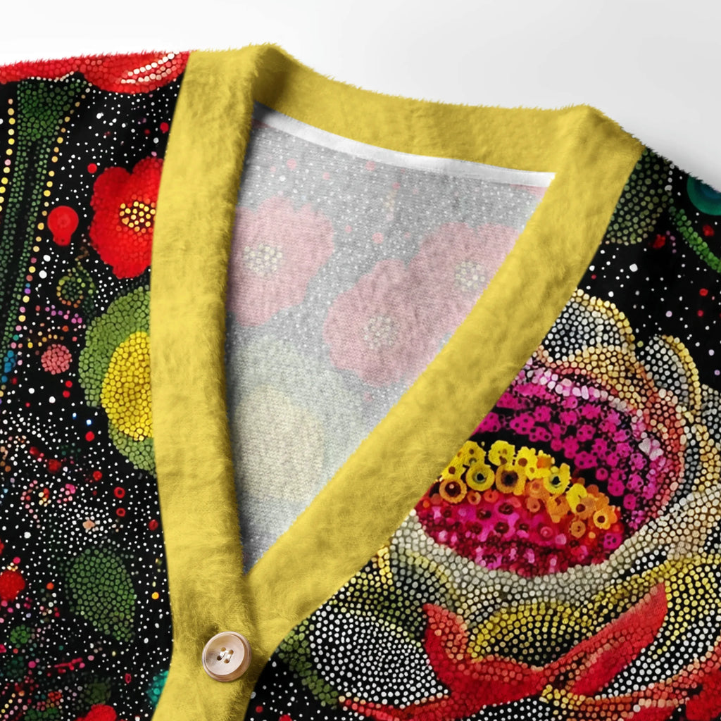 Kyoto-Lion Polka Dot Magical Style Flowers: Bloom and Decay Ugly Cardigan Sweater