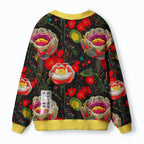 Kyoto-Lion Polka Dot Magical Style Flowers: Bloom and Decay Ugly Cardigan Sweater