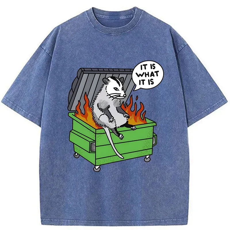 Kyoto-Lion Possum Thinking On The Edge Of Danger Washed T-Shirt