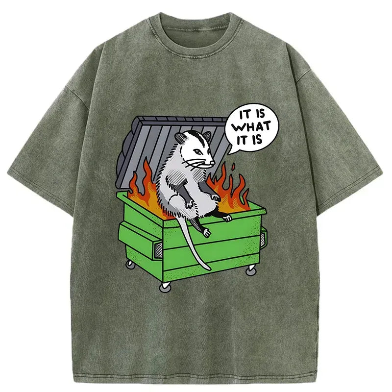 Kyoto-Lion Possum Thinking On The Edge Of Danger Washed T-Shirt