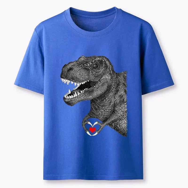 Kyoto-Lion Dinosaur Heart T-Shirt for Daily Wear