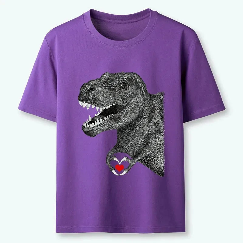 Kyoto-Lion Dinosaur Heart T-Shirt for Daily Wear