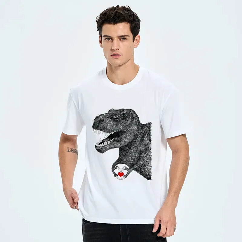 Japanese Dinosaur Making Heart Shape Tee Gift for Him