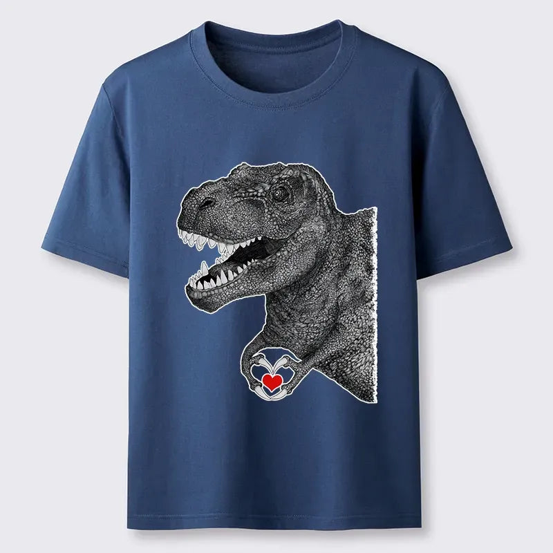 Kyoto-Lion Dinosaur Heart T-Shirt for Daily Wear