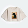 Japanese Cat Washed Crop T-Shirt
