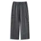 Kyoto-Lion Minimal Splash Ink Cute Cat Washed Utility Sweatpants