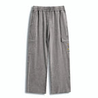 Kyoto-Lion Minimal Splash Ink Cute Cat Washed Utility Sweatpants