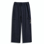 Kyoto-Lion Minimal Splash Ink Cute Cat Washed Utility Sweatpants