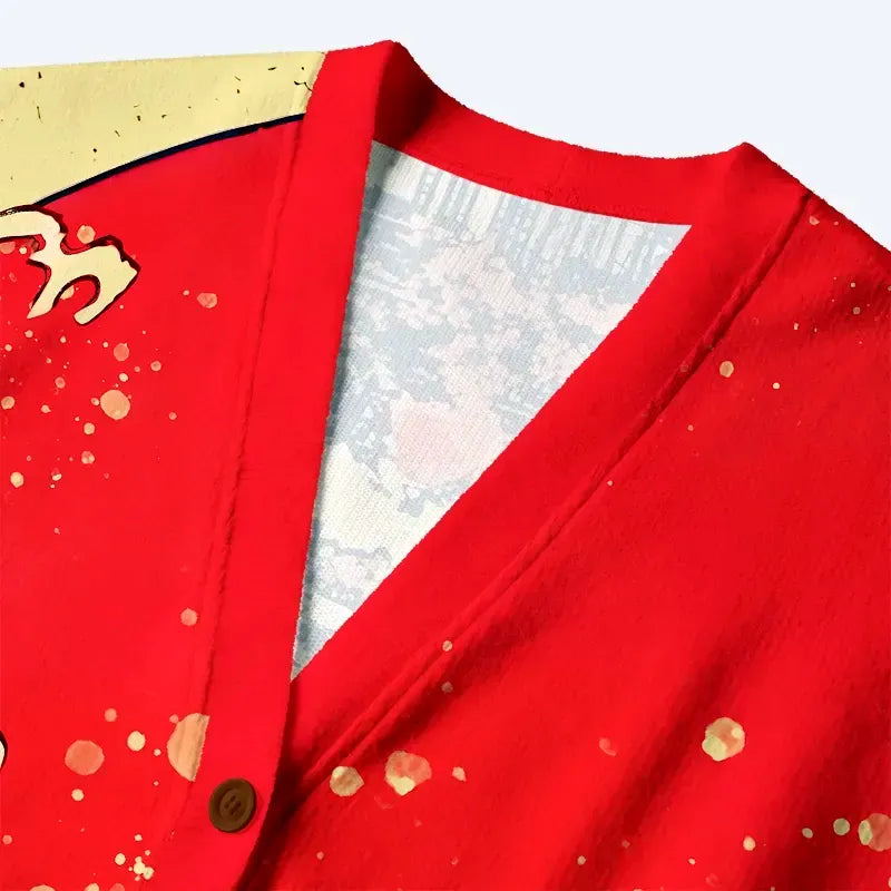 Kyoto-Lion Traditional Japanese Scenery Ugly Cardigan Sweater