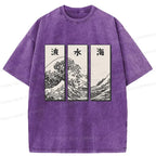 Kyoto-Lion Japanese Art Wave Washed T-Shirt