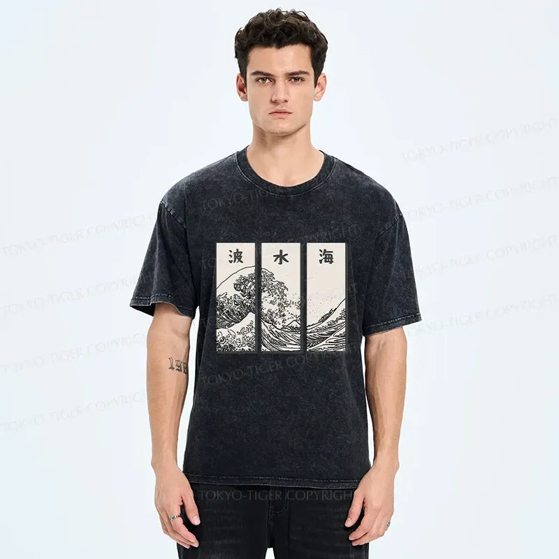 Japanese Wave Washed T-Shirt on Sale