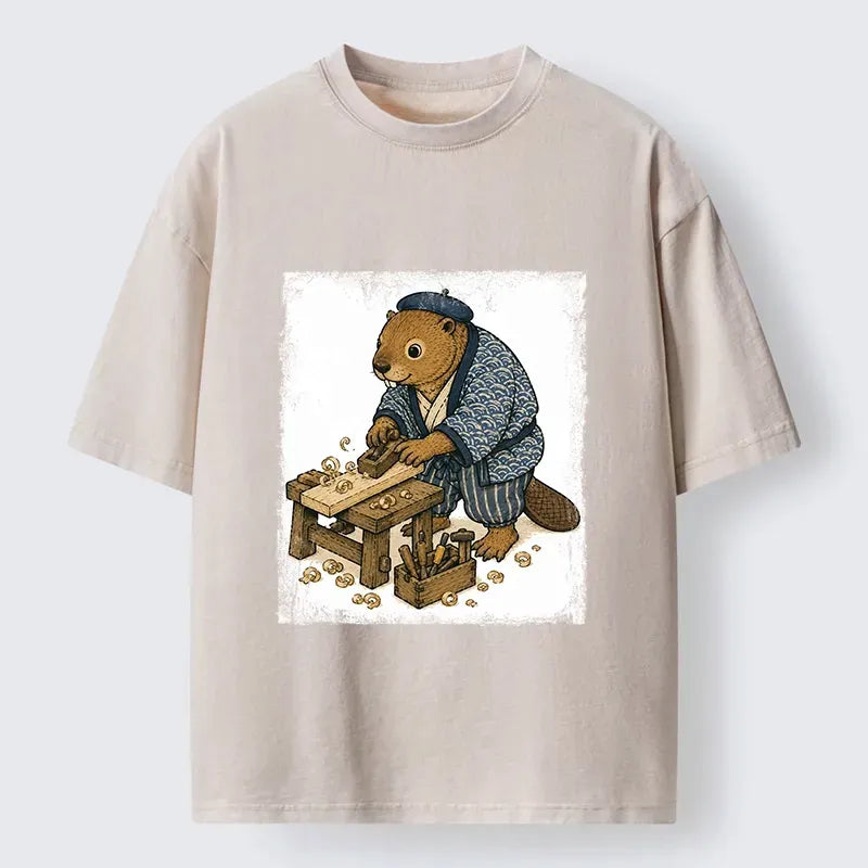 Japanese woodblock print beaver t-shirt