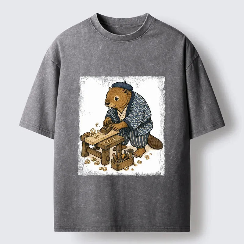 Japanese woodblock print beaver t-shirt