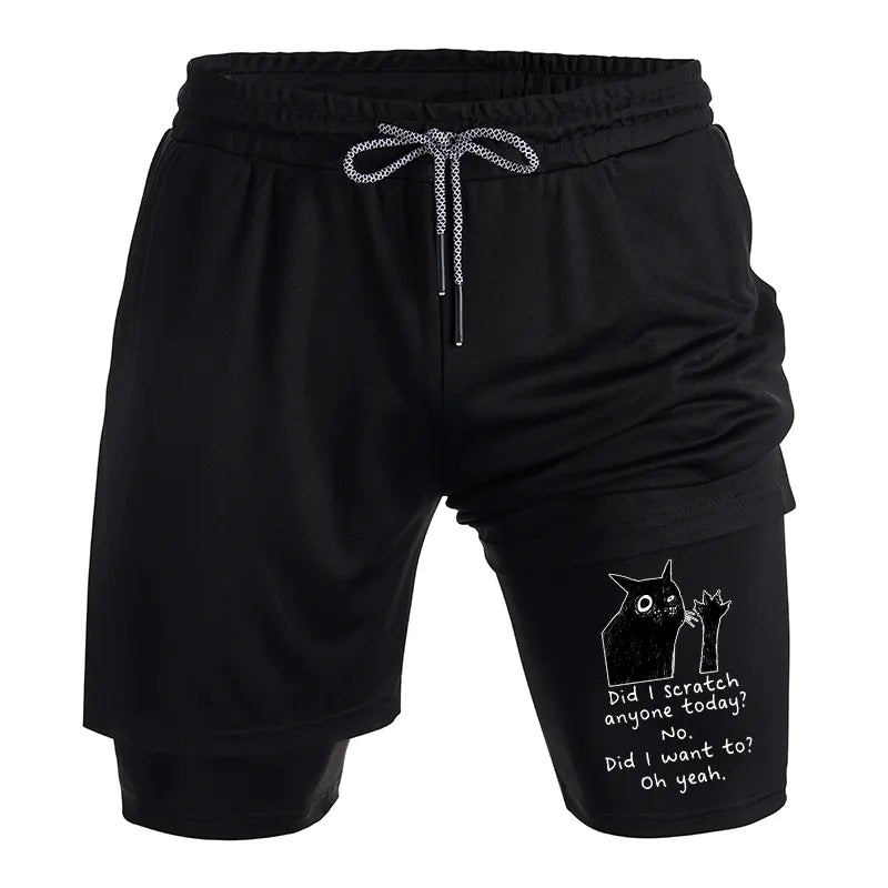 Kyoto-Lion Black Cat Scratches People Training Shorts