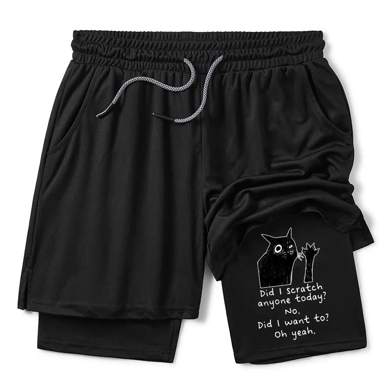 Kyoto-Lion Black Cat Scratches People Training Shorts