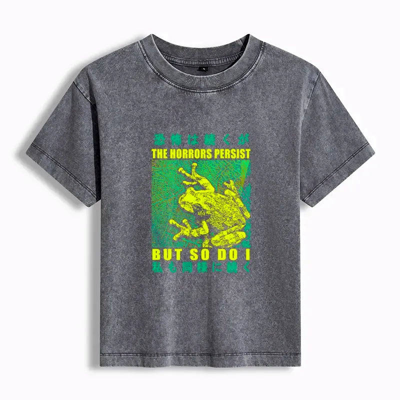 Japanese frog women's washed t-shirt