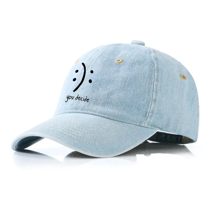 Kyoto-Lion Laugh Or Sad Denim Cap