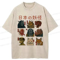 Japanese Yokai Washed T-Shirt for Festival