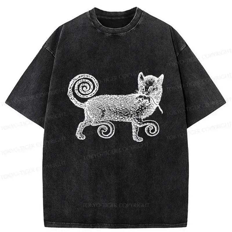 Kyoto-Lion Cat That Caught The Mouse Washed T-Shirt