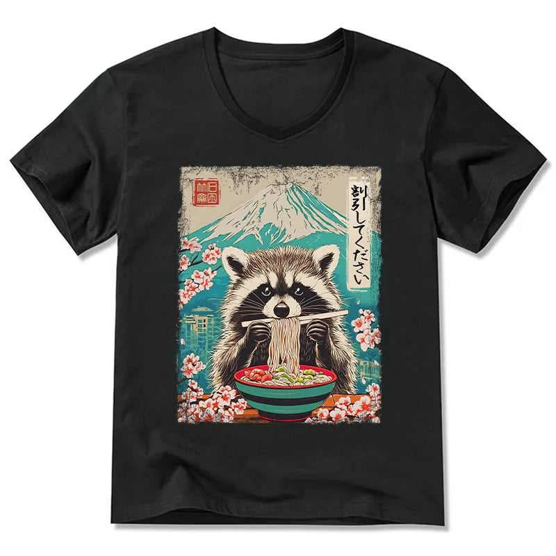 Kyoto-Lion Please Give Raccoon A Discount V-Neck Classic T-Shirt