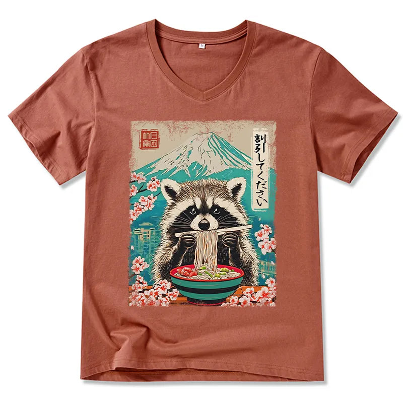 Kyoto-Lion Please Give Raccoon A Discount V-Neck Classic T-Shirt