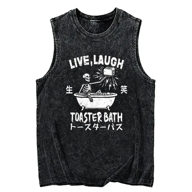 Kyoto-Lion Funny Electric Shock Skeleton Washed Tank