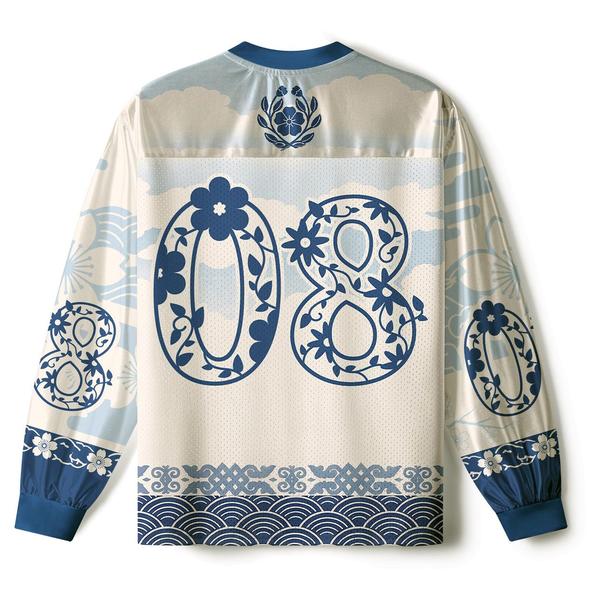 Kyoto-Lion Japanese Sakura Floral Paneled Long Sleeve Jersey